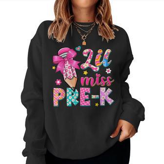 Pencil Bow Lil Miss Pre-K Pre-K Back To School Women Sweatshirt - Thegiftio UK