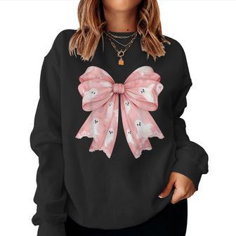 Pink Ghost Bow Coquette Halloween Spooky Season Girls Women Sweatshirt - Thegiftio UK
