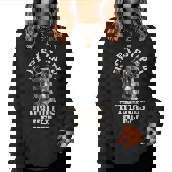 Pitbull Mom Dad Life Is Hard Pitbulls Help Cute Dog Women Sweatshirt - Monsterry