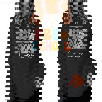 Preschool Crew Team Retro Groovy Vintage Back To School Women Sweatshirt | Seseable CA