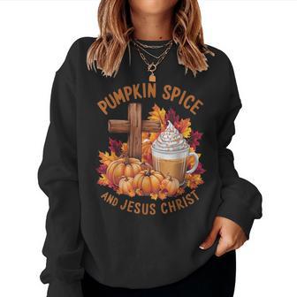Pumpkin Spice And Jesus Christ Fall Christian Women Sweatshirt - Thegiftio UK