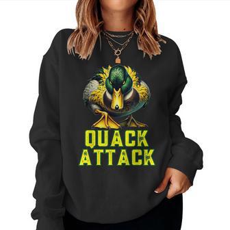 Quack Attack By Angry Green And Yellow Duck Women Sweatshirt - Thegiftio UK