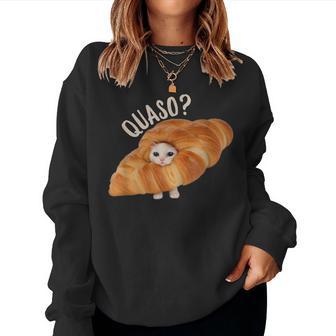 Quaso Meme For Womenintage Croissant Cat Sweatshirt Frauen - Geschenkecke