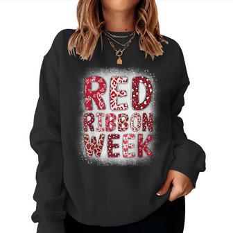 Red Ribbon Week Groovy Red Ribbon Awareness For Men Women Sweatshirt - Thegiftio UK