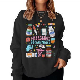Retro Emergency Department Emergency Room Er Ed Nurse Tech Women Sweatshirt - Thegiftio UK
