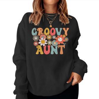 Retro Groovy Aunt 1St Birthday Auntie Matching Family Hippie Women Sweatshirt | Seseable UK