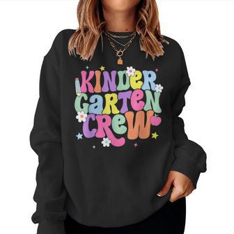 Retro Groovy Flower Kindergarten Crew Teacher Back To School Women Sweatshirt - Thegiftio UK