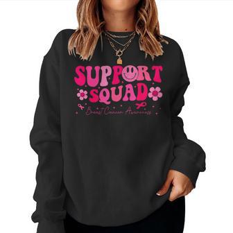 Retro Groovy Support Squad Breast Cancer Awareness Women Sweatshirt - Thegiftio UK