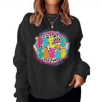 Retro Leopard Pre-K Squad Happy First Day Of School Teacher Women Sweatshirt - Thegiftio UK
