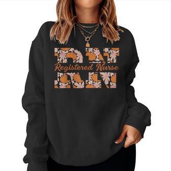 Retro Rn Registered Nurse Pumpkins Daisy Flower Fall Autumn Women Sweatshirt - Thegiftio UK