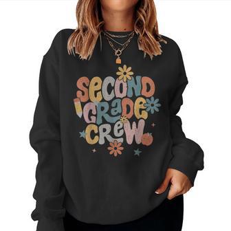 Retro Second Grade Crew Back To School 2Nd Grade Teacher Kid Women Sweatshirt - Thegiftio UK