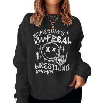 Retro Somebody's Feral Wrestling Mom Mother's Day Mom Life Women Sweatshirt | Seseable UK