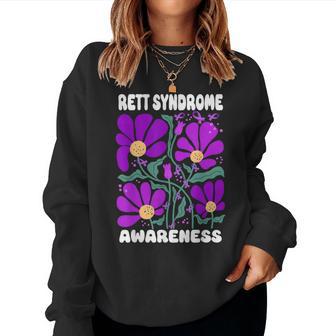 Rett Syndrome Purple Ribbon Wildflower Rett Syndrome Women Sweatshirt - Thegiftio UK