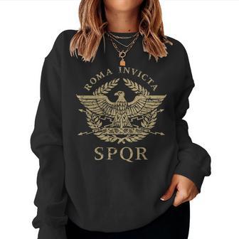 Roma Invicta Spqr Roman Eagle Distressed Sweatshirt Frauen - Seseable