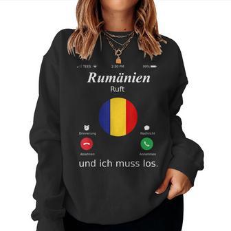 Romania Ruft Und Ich Muss Los Romania Flag Sweatshirt Frauen - Geschenkecke