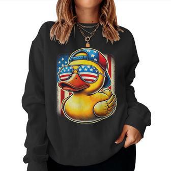 Rubber Duck Usa Flag Casual Cool Vintage Duck Women Sweatshirt - Thegiftio UK