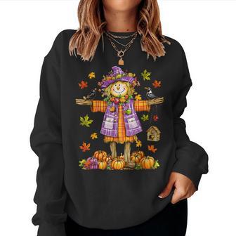 Scarecrow Autumn Fall Season Pumpkin Thanksgiving Halloween Women Sweatshirt - Thegiftio UK