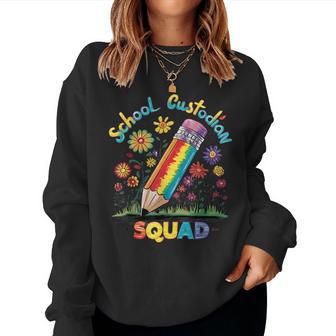 School Custodian Squad Flower Pencil Colors Women Sweatshirt - Thegiftio UK