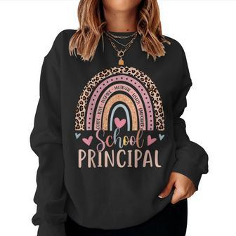 School Principal Rainbow Leopard School Principal Women Sweatshirt - Monsterry CA
