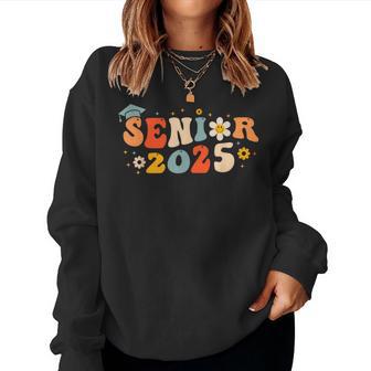 Senior 2025 Groovy Retro Senior Class Of 2025 Graduation Women Sweatshirt - Thegiftio UK