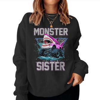 Shark Monster Truck Sister Monster Truck Are My Jam Truck Women Sweatshirt - Thegiftio UK
