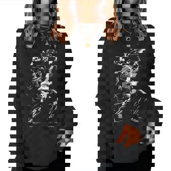 Skeleton Playing Guitar Music For Rock Band Women Sweatshirt | Seseable UK