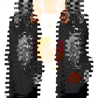 Skeleton Riding Turkey Thanksgiving Day Fall Autumn T- Women Sweatshirt - Thegiftio UK