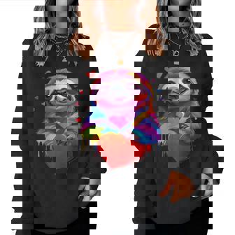 Sloth Colorful Sloth Heart Graphic Women Sweatshirt - Seseable