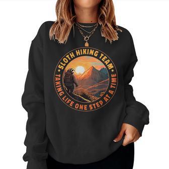 Sloth Hiking Team Taking Life One Step At A Time Sloth Hiker Women Sweatshirt - Thegiftio UK