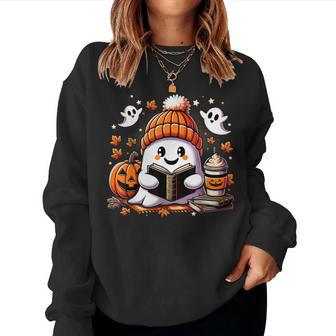 Snug Ghost Reading A Book Halloween Vibes Autumn Love Fall Women Sweatshirt - Thegiftio UK