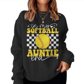 In My Softball Auntie Era Groovy Retro Proud Softball Auntie Women Sweatshirt - Thegiftio UK