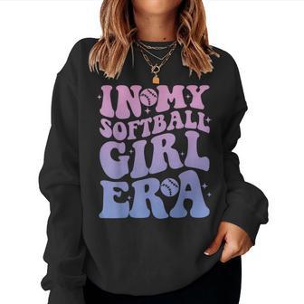 In My Softball Girl Era Retro Groovy Softball Girl Women Sweatshirt - Thegiftio UK
