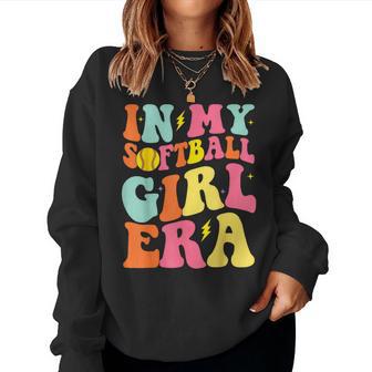 In My Softball Girl Era Retro Groovy Softball Girl Women Sweatshirt - Thegiftio UK