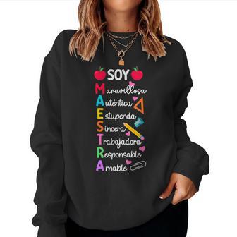 Soy Maestra De Español Spanish Teacher Bilingual Teacher Women Sweatshirt - Thegiftio UK