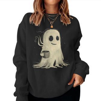Spooky Ghost Costume Coffee Halloween Costume Women Sweatshirt - Thegiftio UK