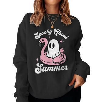 Spooky Ghoul Summer Cute Ghost Flamingo Summer Vibes Beach Women Sweatshirt - Monsterry AU