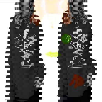 Spooky Pickleball Halloween Skeleton Women Women Sweatshirt | Mazezy