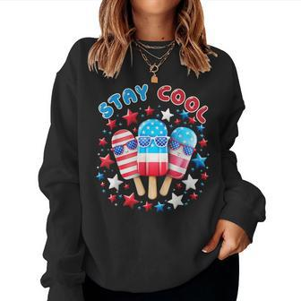 Stay Cool 4Th Of July Popsicle Boys Girls American Flag Women Sweatshirt - Monsterry CA