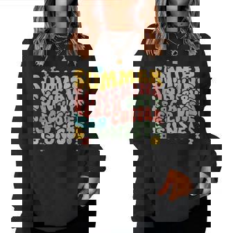 Summer Sunshine Beach Days Iced Coffee Sunsets Retro Vintage Women Sweatshirt - Monsterry