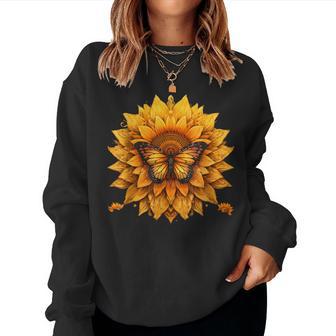 Sunflower Butterfly Floral Vintage Cool Graphic Women Sweatshirt - Thegiftio UK