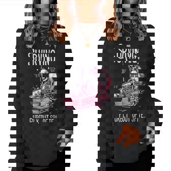 Surviving Purely Out Of Spite Skeleton Skull Sarcastic Women Sweatshirt - Thegiftio UK