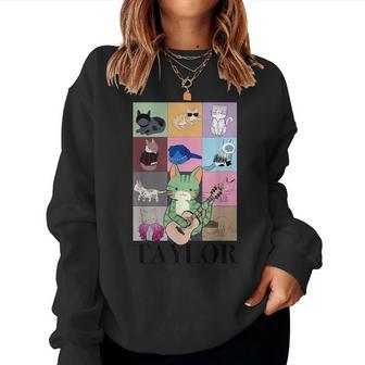 Taylor Personalized Name I Love Taylor Girl Groovy 70'S Cat Women Sweatshirt - Thegiftio UK