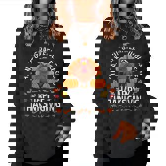 Thankful Grateful Blessed Happy Thanksgiving Trendy Fall Women Sweatshirt | Mazezy
