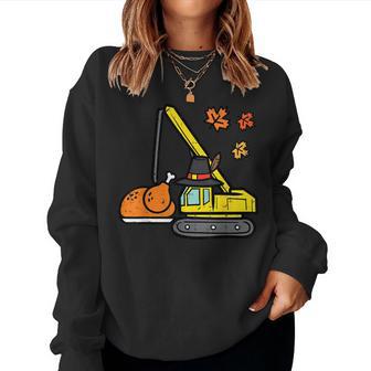 Thanksgiving Crane Turkey Construction Fall Toddler Boys Women Sweatshirt - Monsterry
