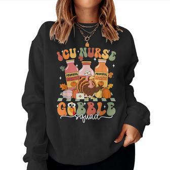 Thanksgiving Icu Nurse Gobble Squad Fall Scrub Top Men Women Sweatshirt - Monsterry