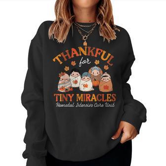 Thanksgiving Nicu Nurse Thankful Tiny Miracles Scrub Top Men Women Sweatshirt - Thegiftio UK