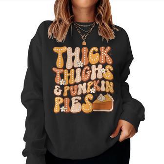 Thick Thighs & Pumpkin Pies Thanksgiving Fall Matching Women Sweatshirt - Thegiftio UK