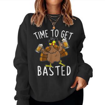 Time To Get Basted Beer Thanksgiving Turkey Women Women Sweatshirt - Thegiftio UK