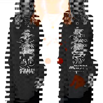 Trap Shooting Mom Of A Trap Shooter Mother Messy Bun Women Sweatshirt | Seseable UK