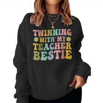 Twinning With My Teacher Bestie Twin Day Matching Teachers Women Sweatshirt - Thegiftio UK